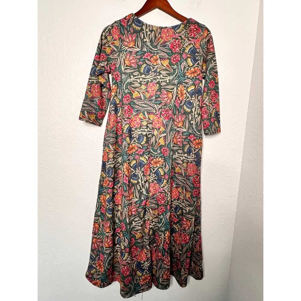 Natural Life Floral Knit Midi Dress 3/4 Sleeve Pockets Multi Color - Picture 5 of 8